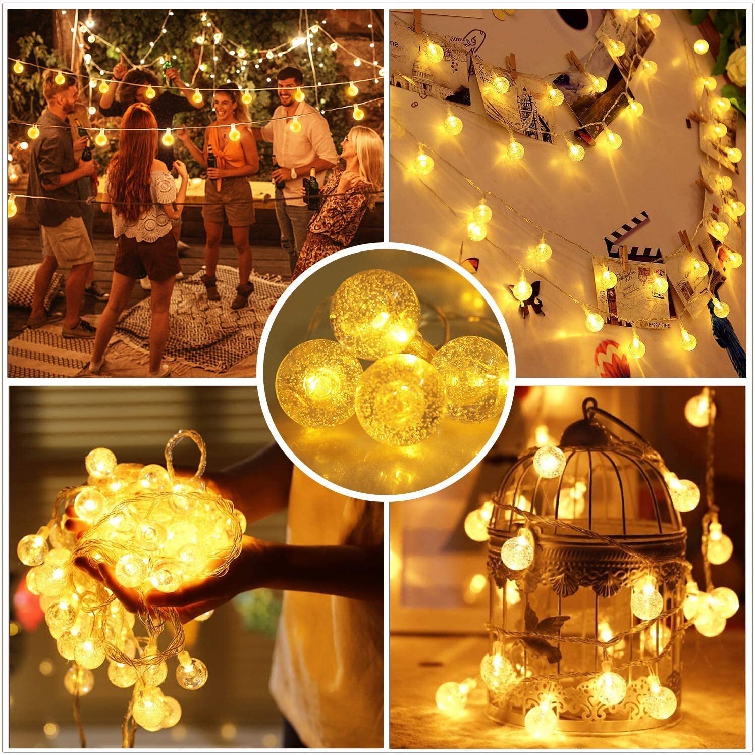 Solar Powered 50 LED String Light Outdoor Garden Path Yard Waterproof Decor Lamp