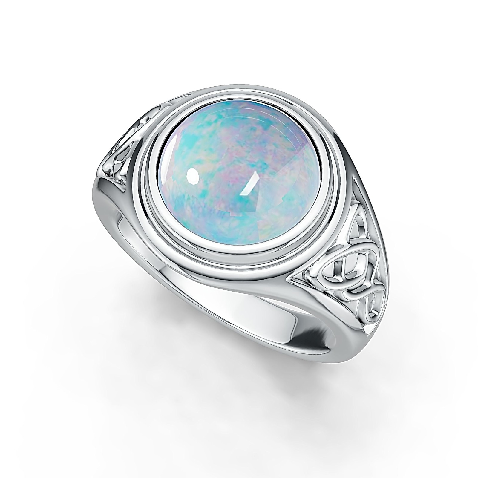 Sterling Silver Semi Mount Ring Setting Round RD 10x10mm Cabochon