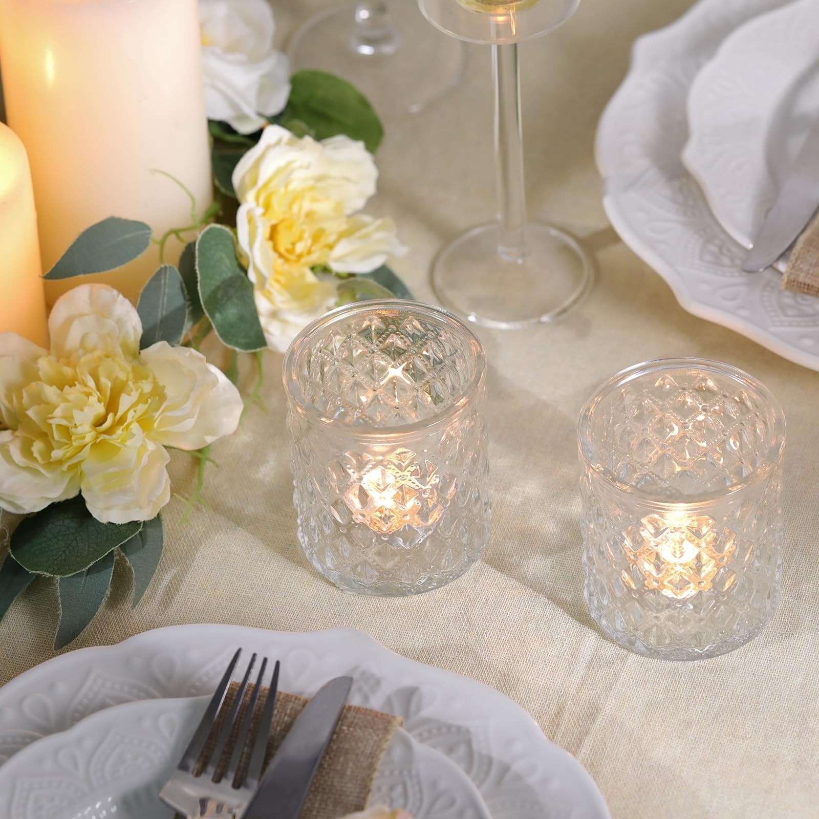 12Pcs Large Votive Candle Holders 2.8 * 3.2in Clear Tea Light Candle Holders ...