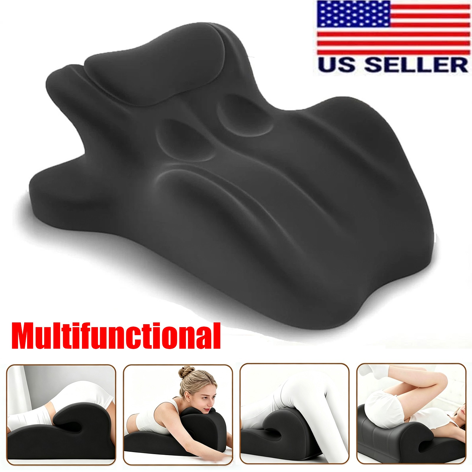 Sweet Spot Couple Pillow Couple Pillow Hip Pad Wedge Memory Foam 27°Angle Black
