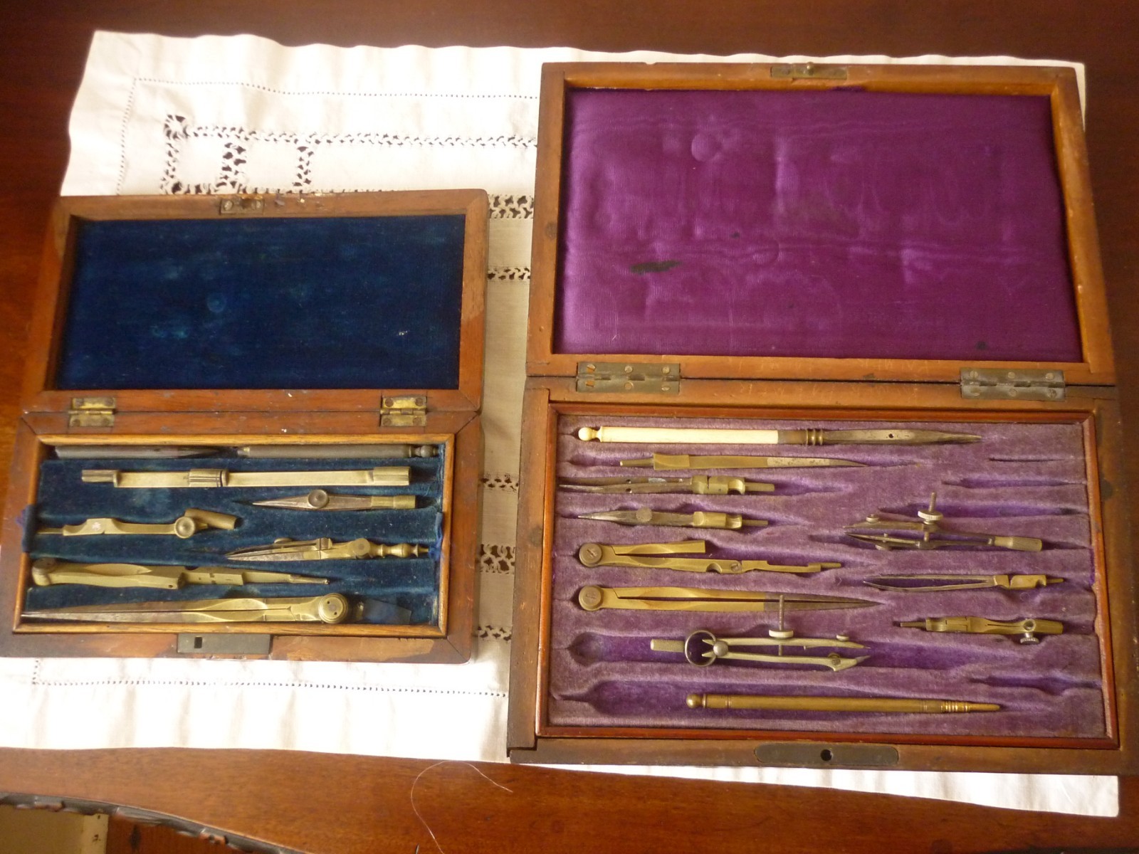 Antique Brass & Steel Drawing Instruments in Two Original Boxes