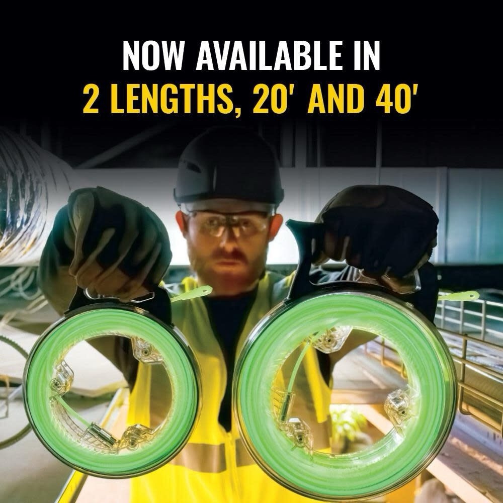 Klein Tools 40' Glow Fish Tape Green/Clear, Removable Tip, Impact Handle
