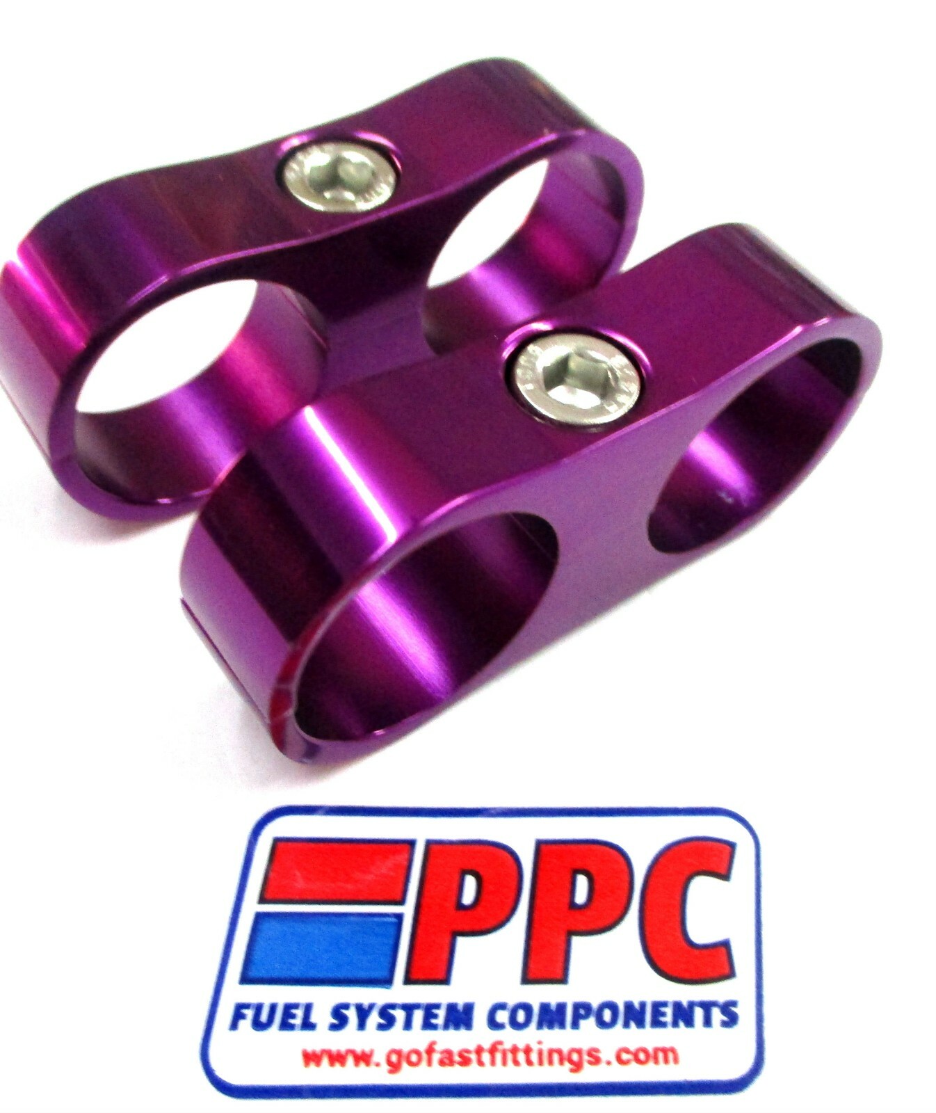 9/16" I.D. POLISHED PURPLE ALUMINUM BILLET DUAL HOSE SEPARATOR 2 PER PK