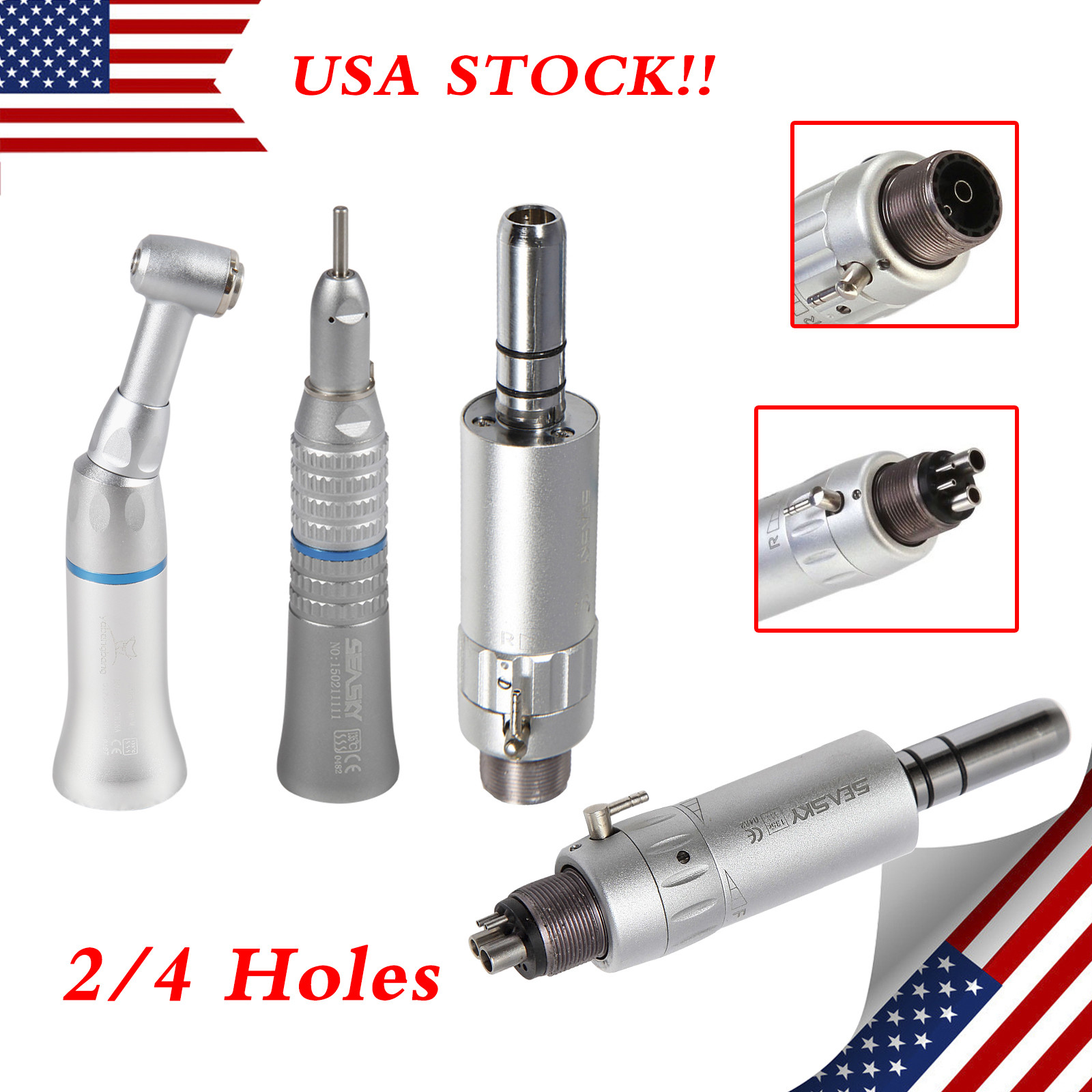 Dental Slow Low Speed Contra Angle /Straight Handpiece /Air Motor 2/4Hole E-type