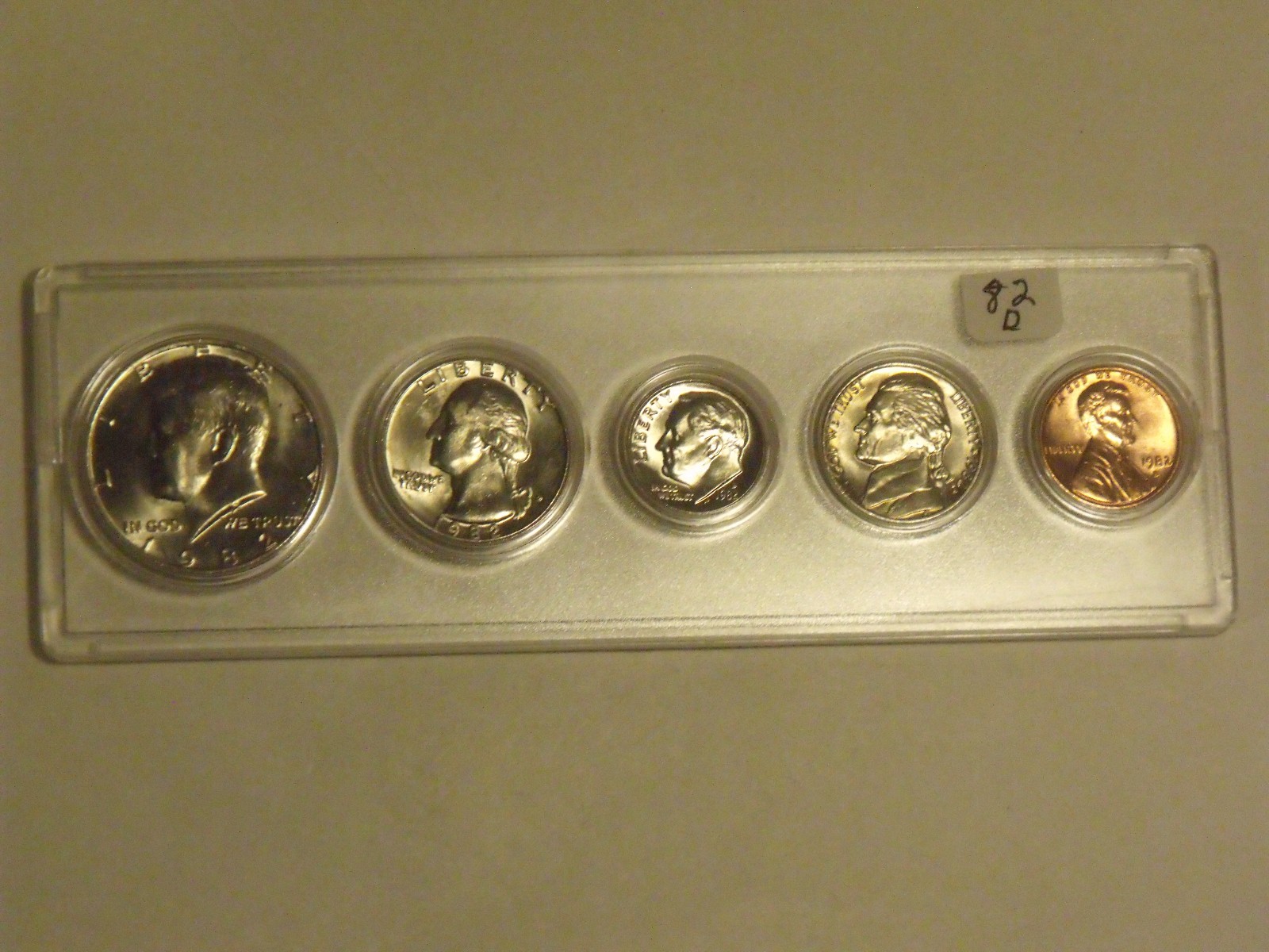 1982-D  Birth Year Set (5 coins) Choice BU in hard plastic holder  Tough Date