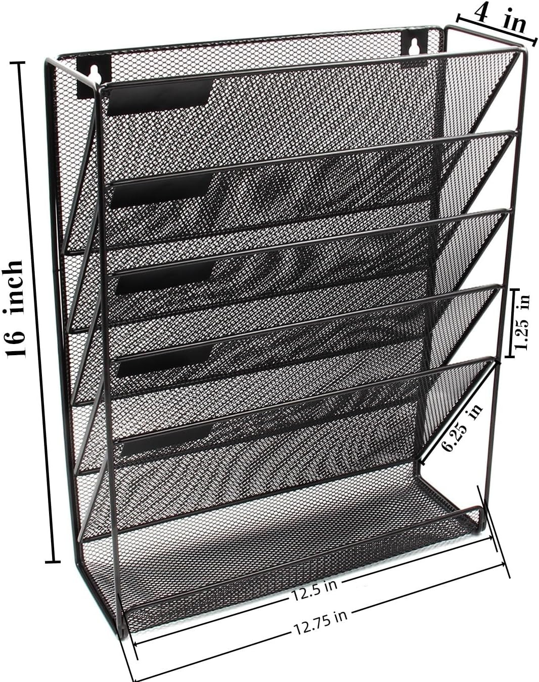 5 Tier Wall File Holder, Mesh Hanging Folder Organizer with Classify Label, Vers