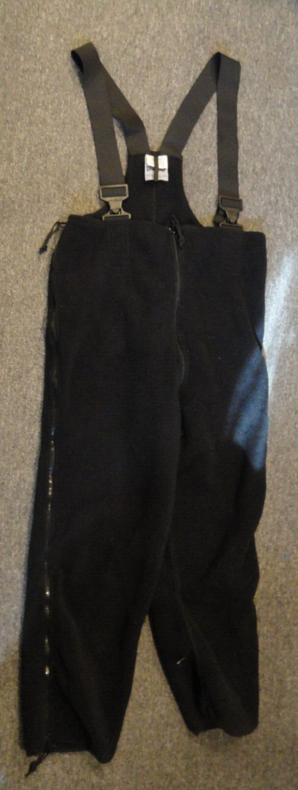 DSCP POLARTEC CW COLD WEATHER SYNTHETIC FLEECE BLACK SNOW OVERALLS LARGE LONG