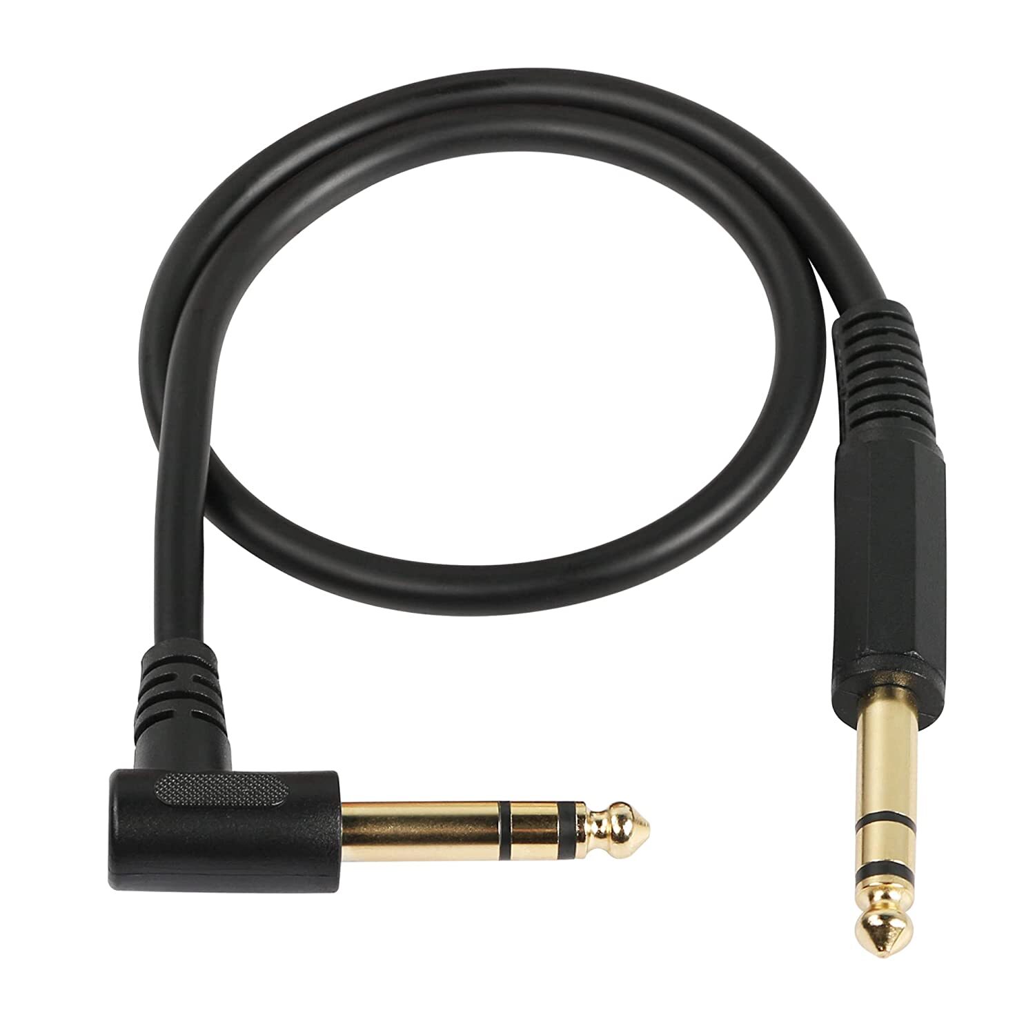 Right Angle 6.35mm Male TRS to 6.35mm Male Stereo Guitar Instrument Audio Cable