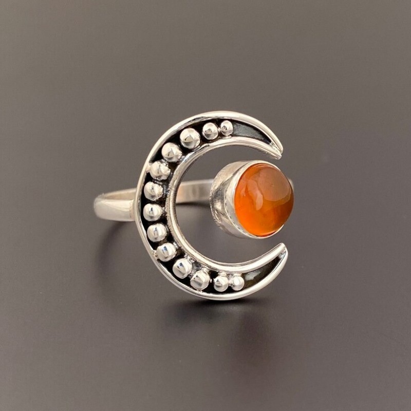 925 Sterling Silver Carnelian Gemstone Round Shape Handmade 100% GENUINE Ring