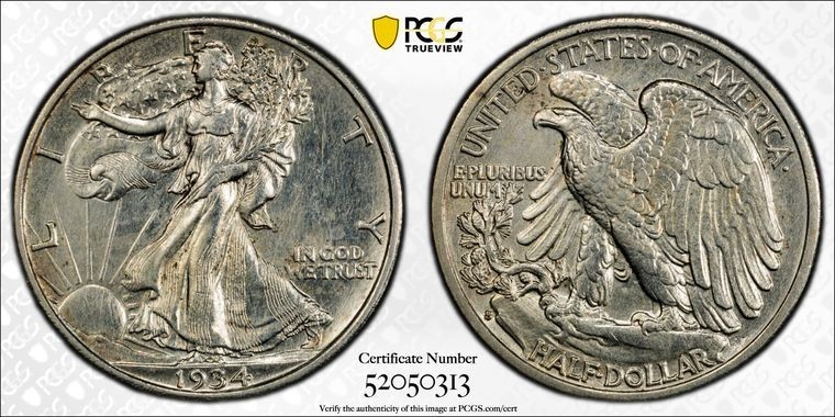 1934-S Walking Liberty 50cCleaned-AU Detail Harshly Cleaned 52050313