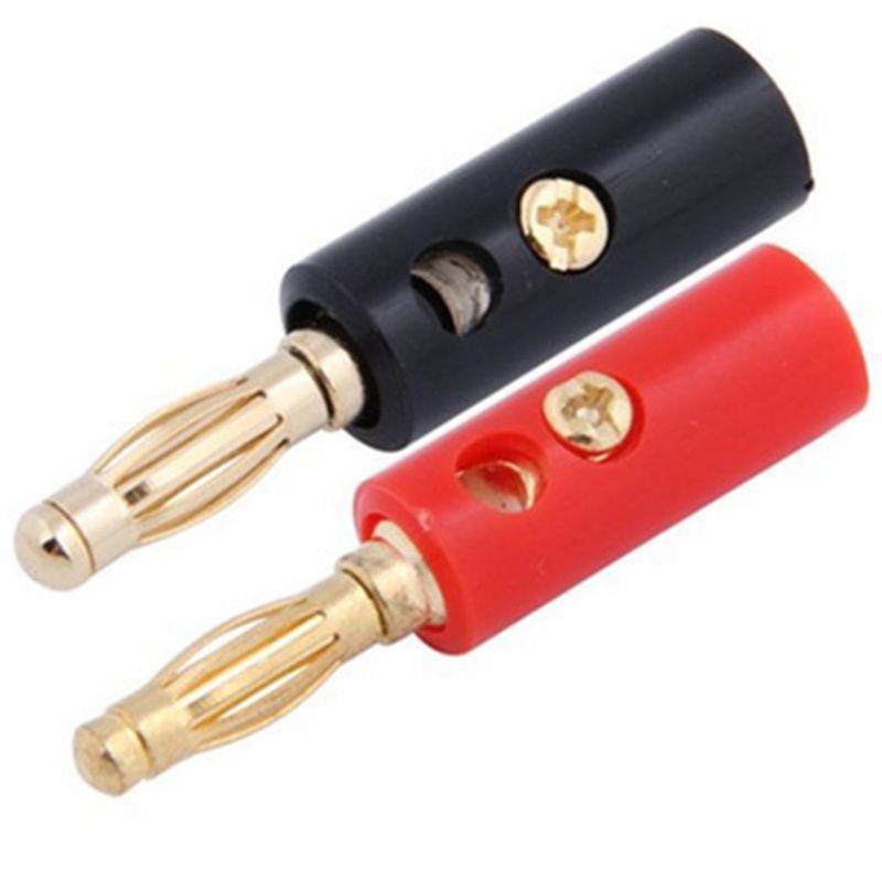 100 Pcs 4mm Gold Plated Audio Speaker Wire Cable Screw Banana Plug Connector