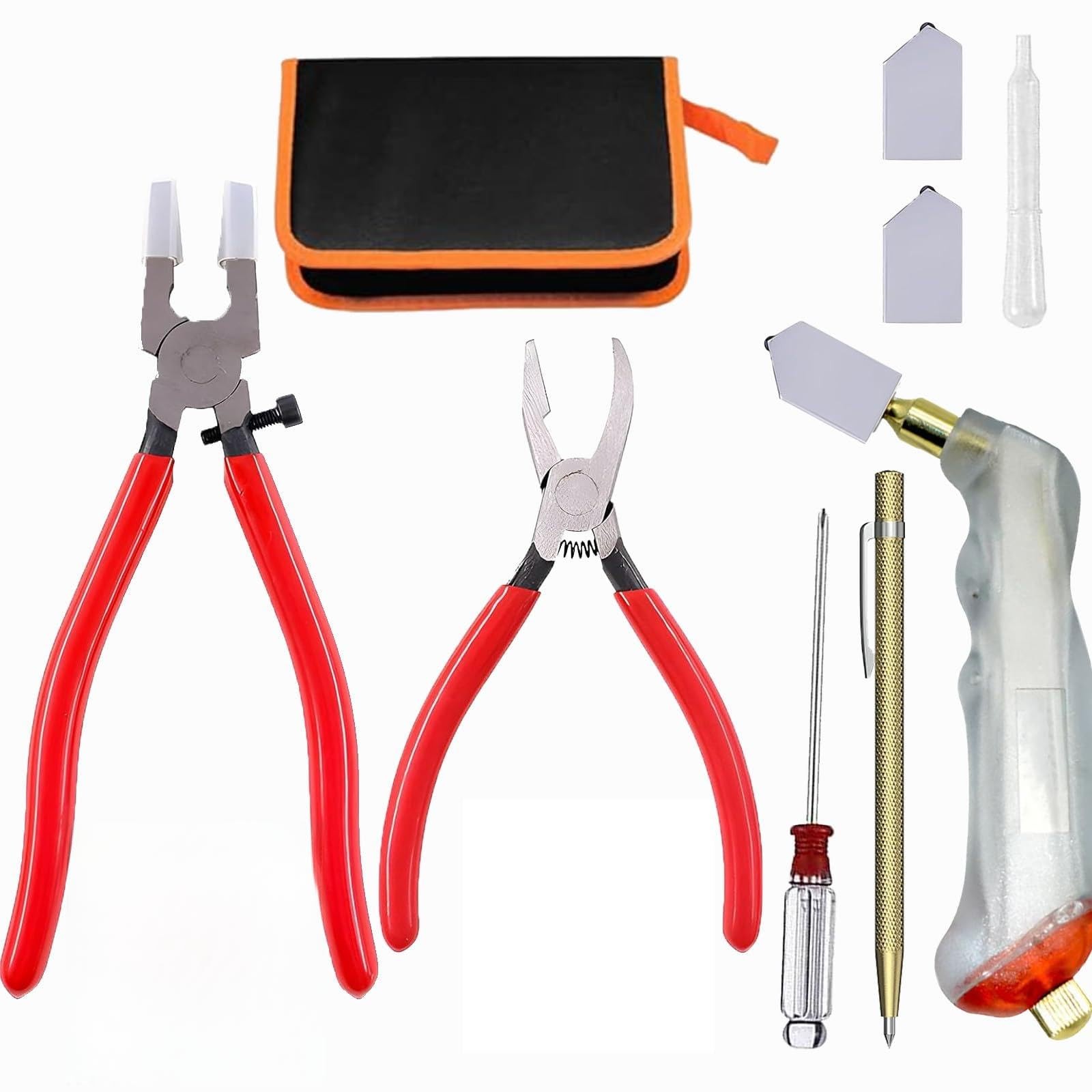 Glass Cutting Tool Set Kit, Glass Nipper,Glass Running Plier, Breaking Plier,...