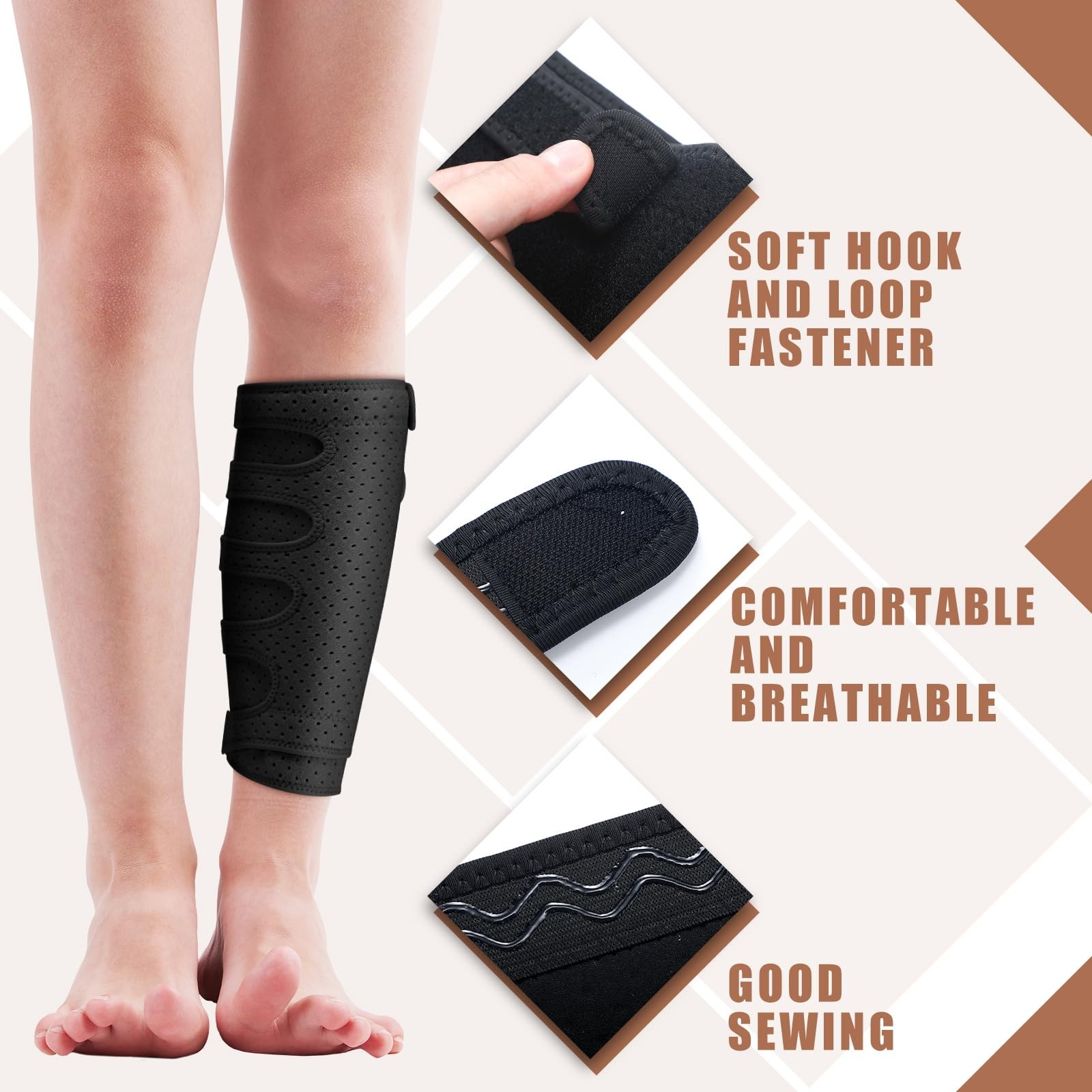 2 Pcs Lymphedema Compression Wraps Calf Adjustable 5 Strap Leg for Swollen