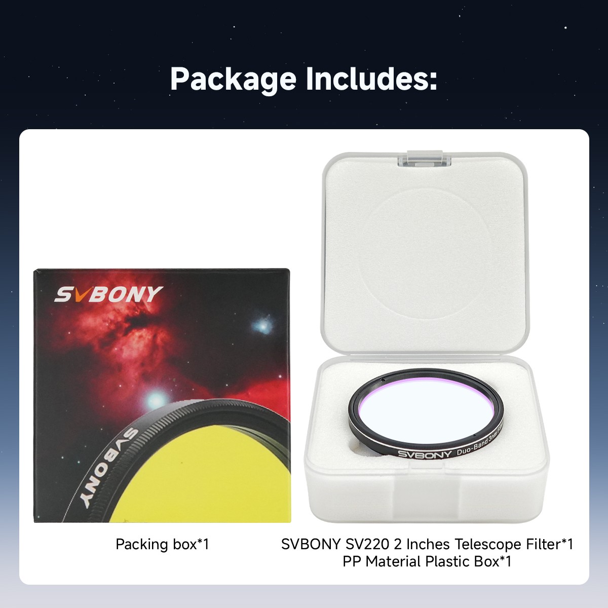 SVBONY SV220 H+O 7nm + 3nm 2'' Dual-Band Filter Set + M42-M48 Filter Drawer