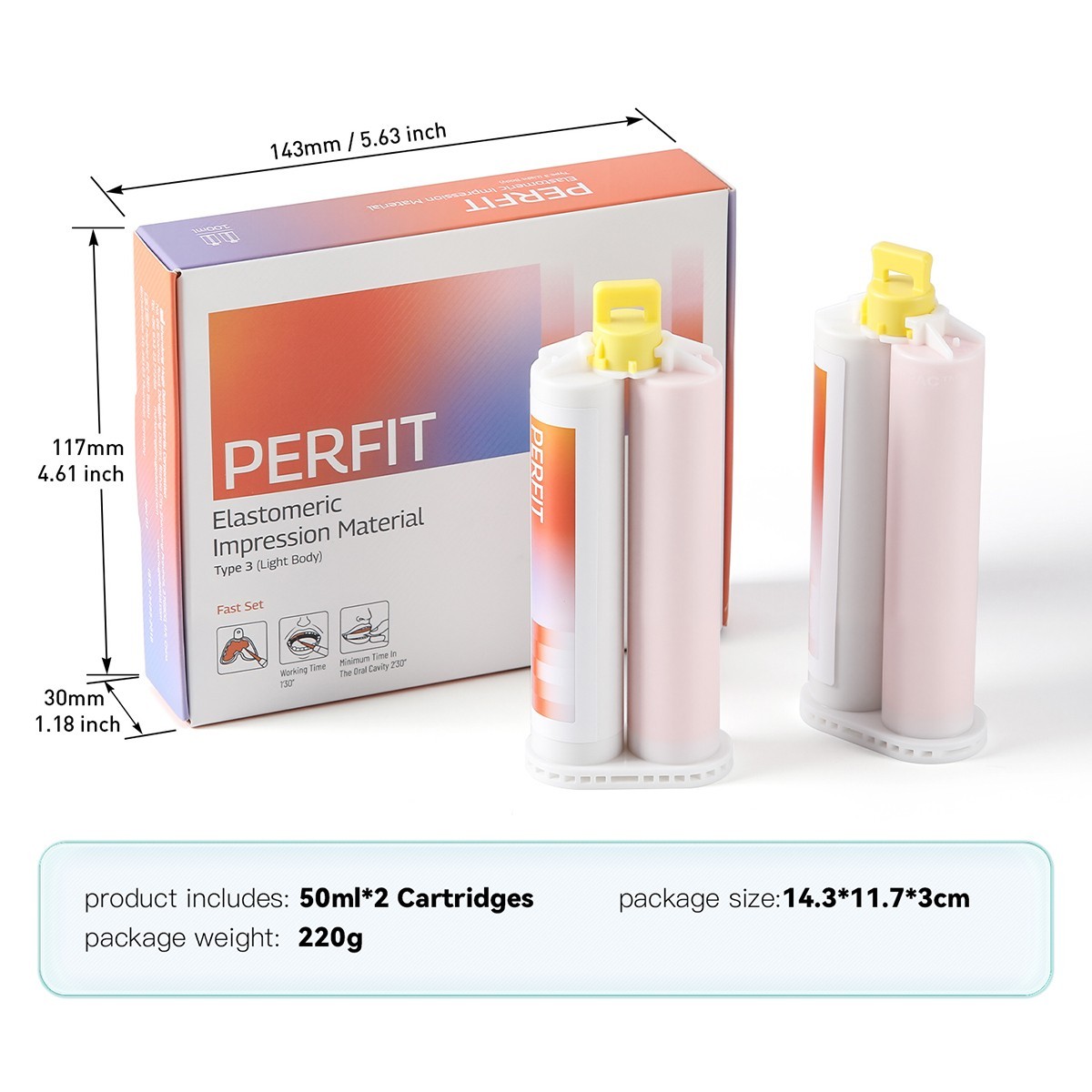 Dental Light Body Elastomeric Impression Material Cartridges Fast / Normal Set