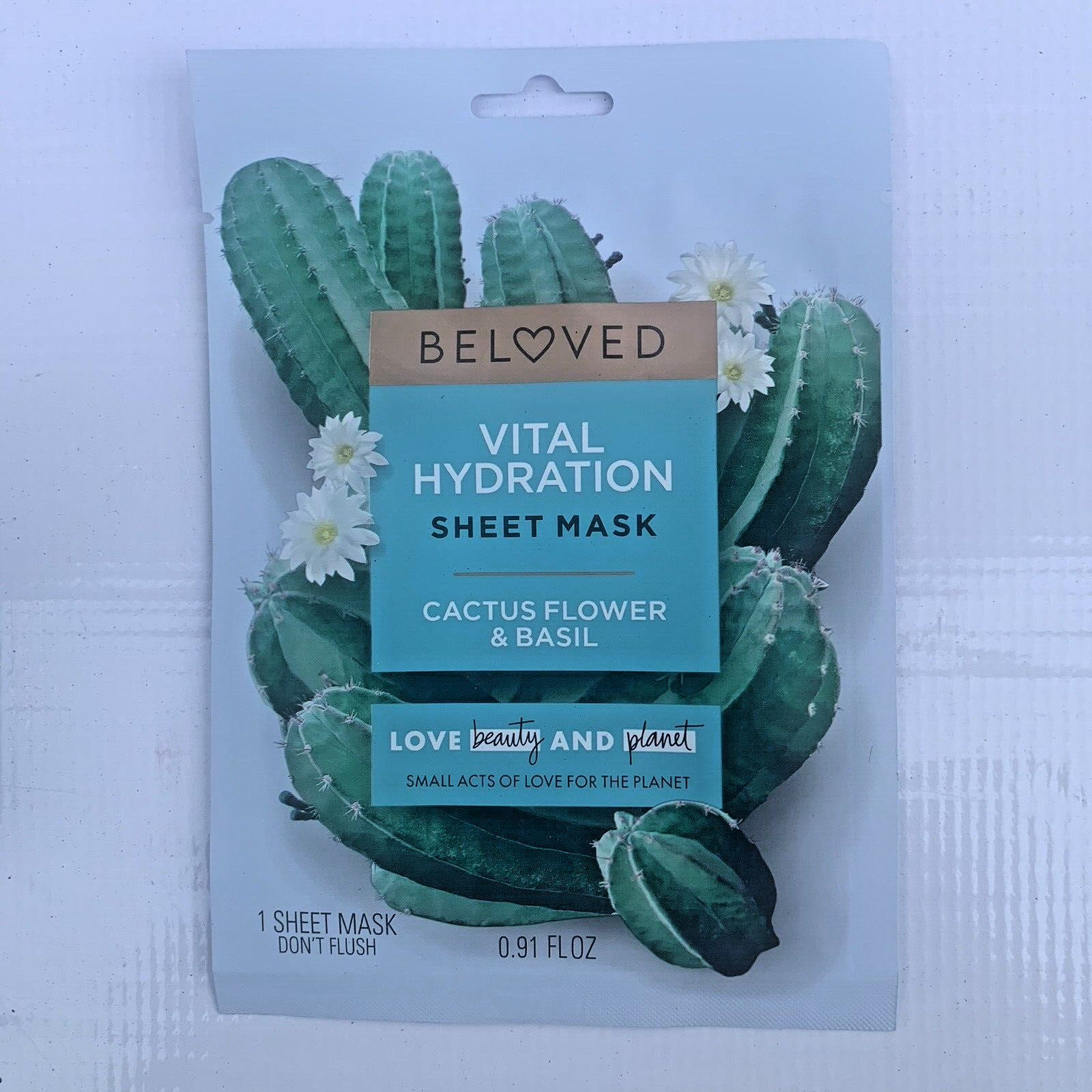 Beloved Vital Hydration Sheet Mask Cactus Flower and Basil, 10 mask