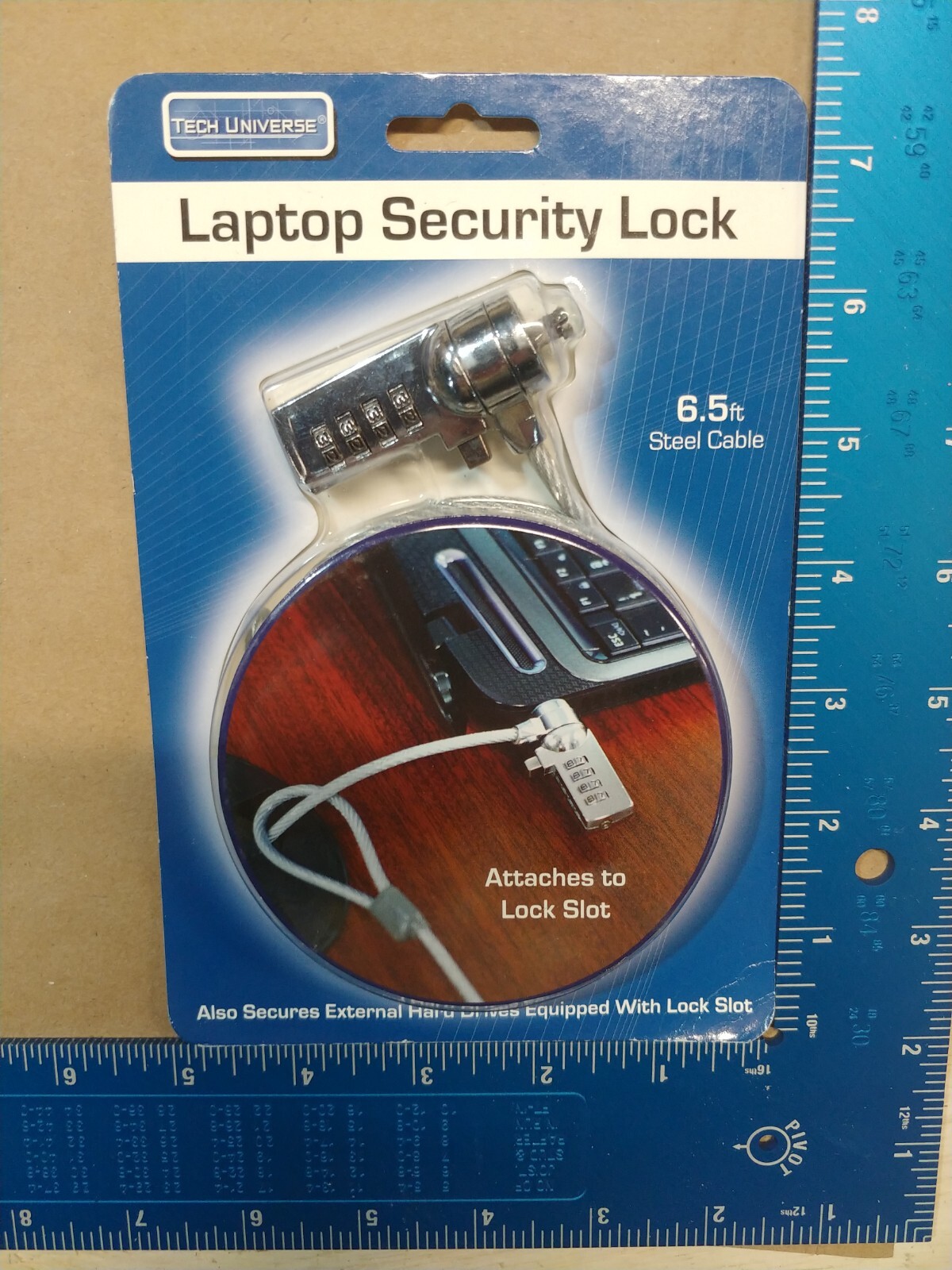 Tech Universe Laptop Security Lock with 6.5 ft Steel Cable. New.