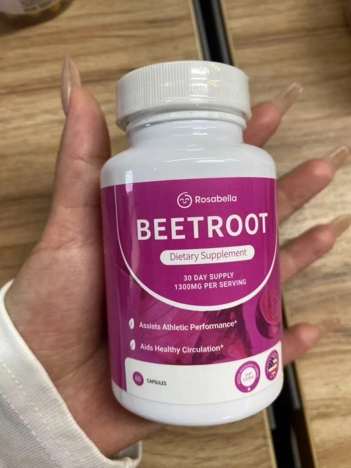 3PCS Rosabella Organic Beet Root Capsules - 60 Count, Natural Energy & Blood Pre