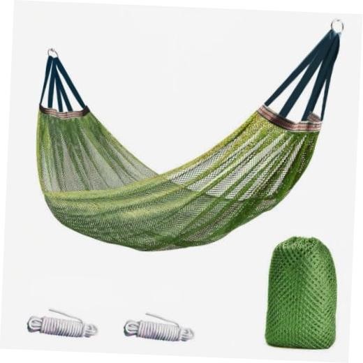 Outdoor Mesh Hammock, Portable Camping Hammock with Tie Ropes and Storage Bag,
