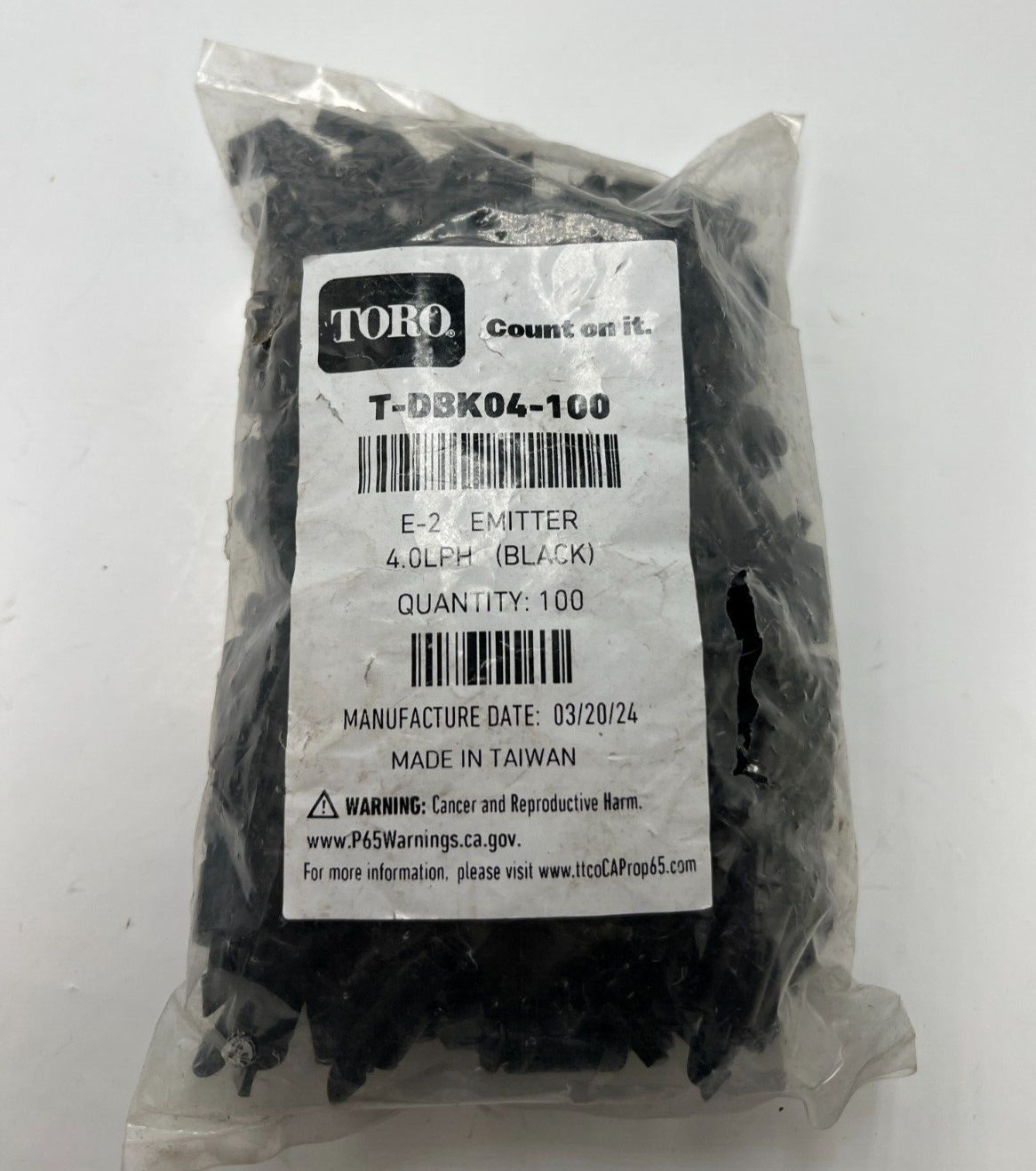 Pack of 100 T-DBK04-100 1.06 GPH E-2 Classic Drip Irrigation Emitter Black