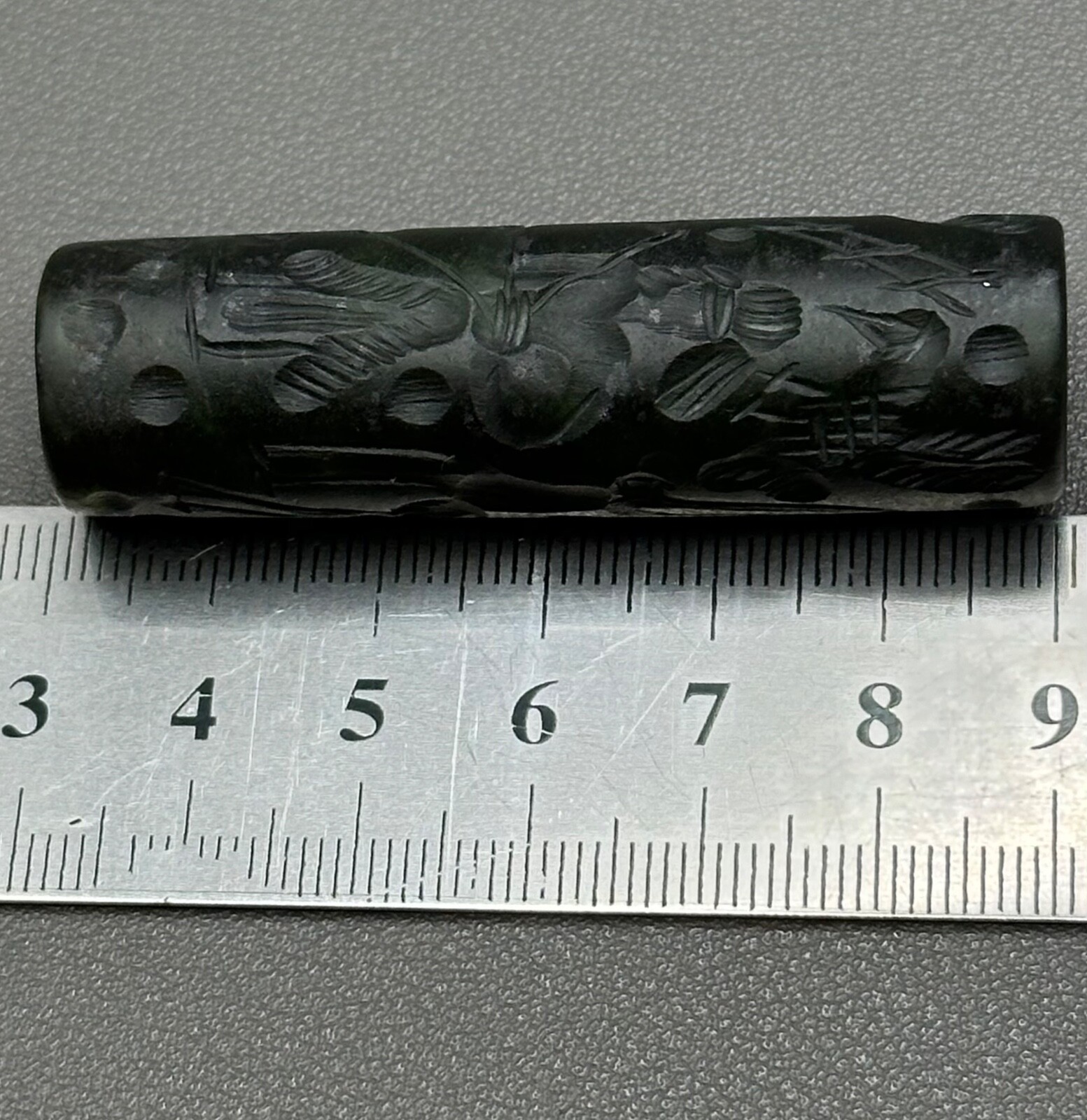 Ancient near eastern rare Agate stone intaglio cylinder bead