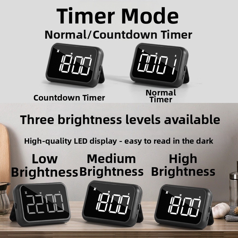 4 Inch Rechargeable LED Timer Magnetic Hook Stand Adjustable Brightness Volume
