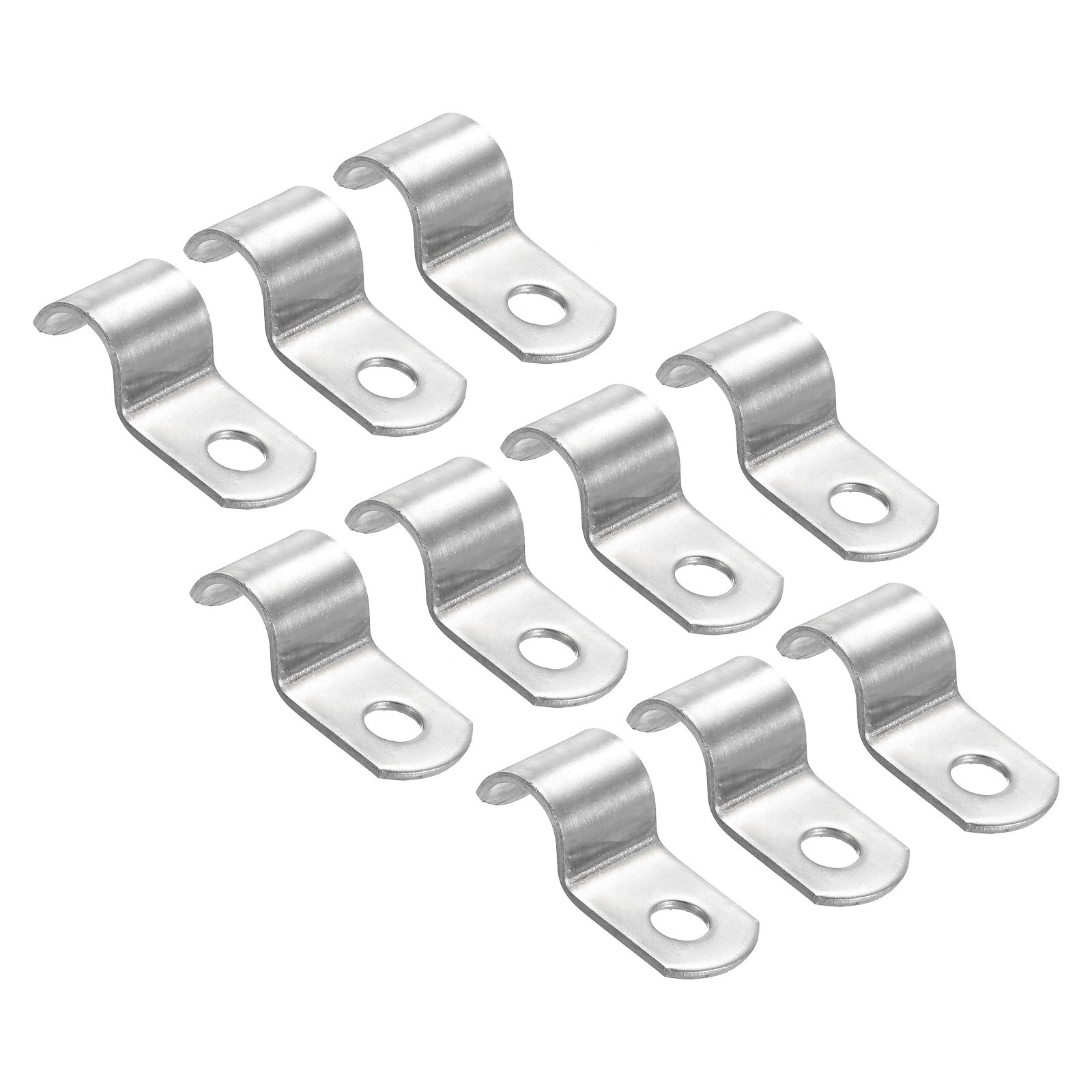 10mm Rigid Pipe Strap Clamp, 20 Pcs Stainless Steel Two Hole U-shape Tube Clip