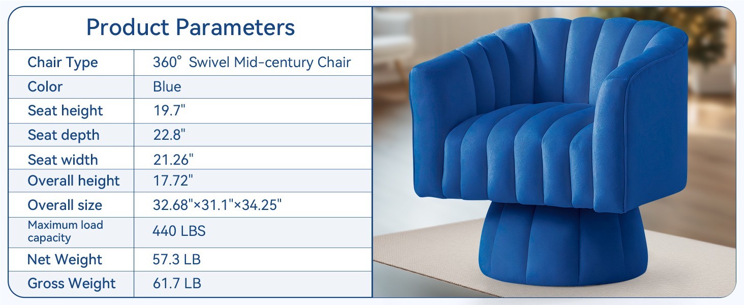 Korser 360° Swivel Accent Chair with Velvet Upholstered Swivel Barrel Chairs