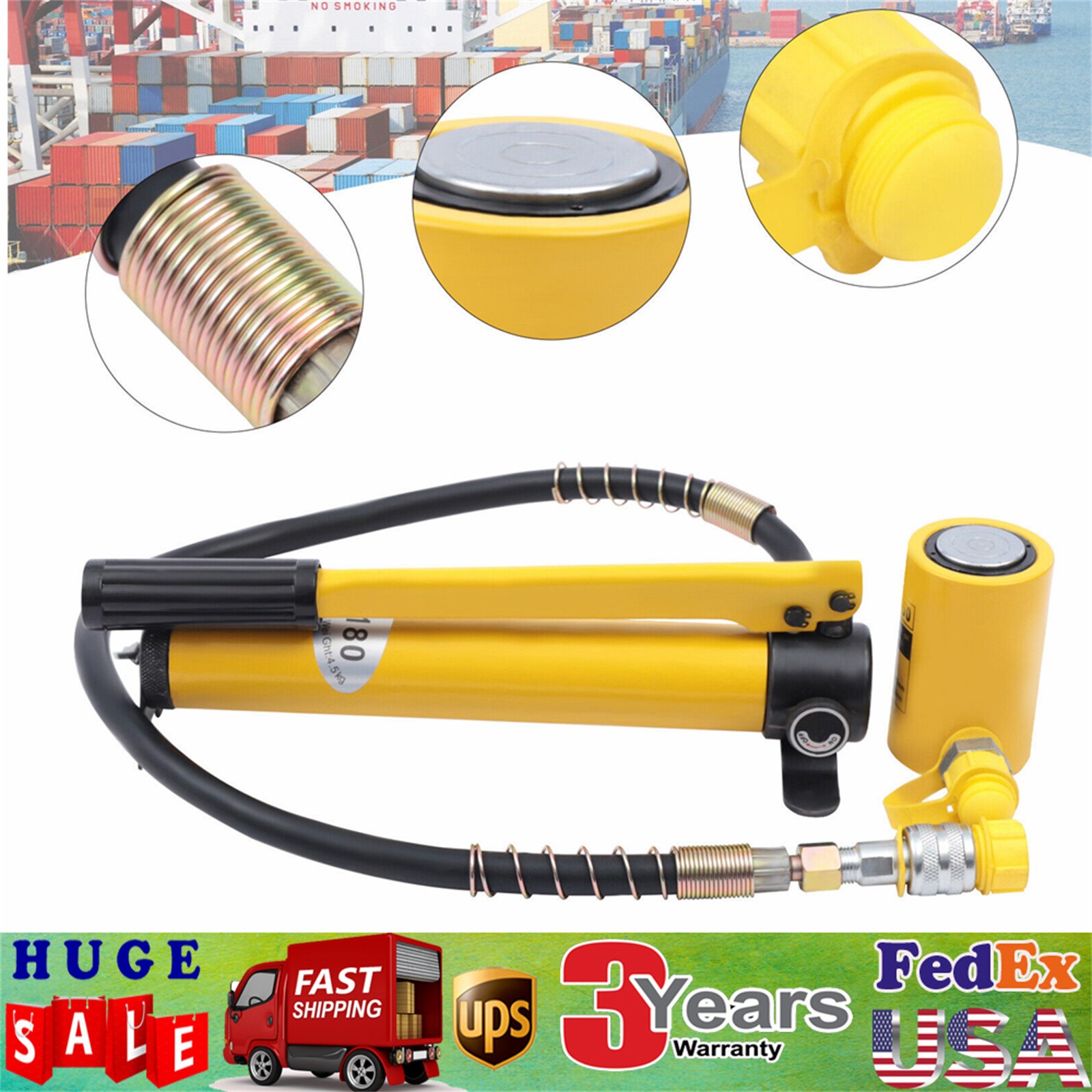 10Ton Hydraulic Cylinder Jack Low Profile Porta Power Ram Single Acting RSC-1050