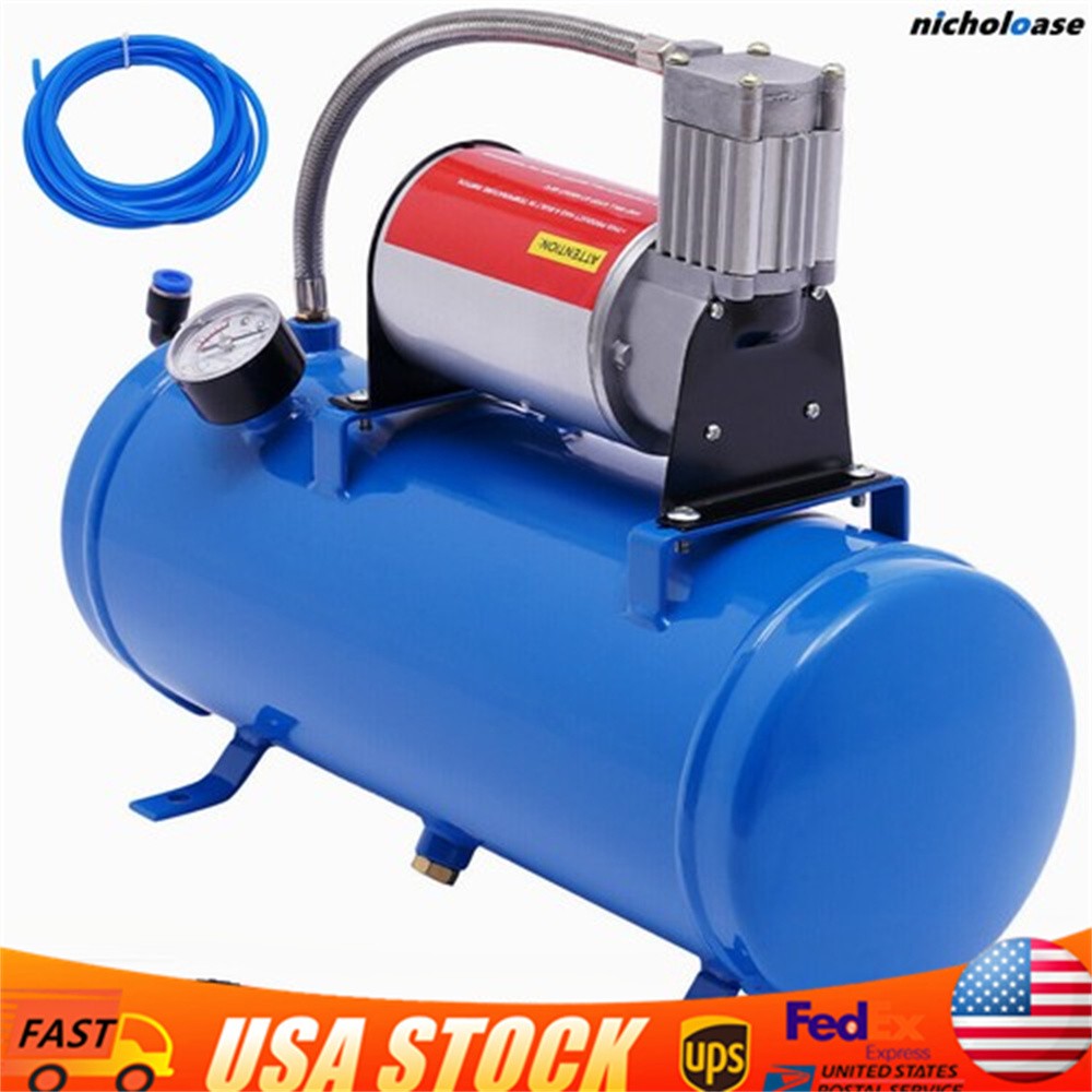 Air Horn Compressor 6L Tank Pump 100 PSI For Air Horn Car Train Truck Boat DC12V