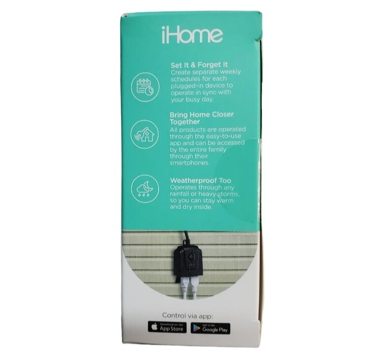 iHome Flow Smart Outdoor Weather Resistant WiFi Plug - 2 Outlets - Alexa/Google