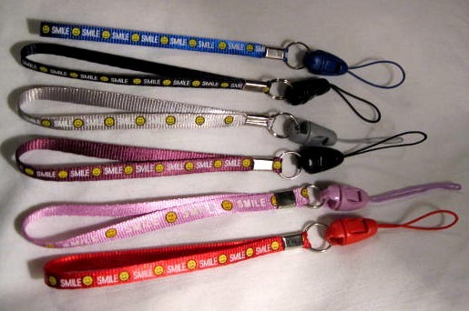 Strap, Camera Flashdrive Phone - SMILE Smiley Face Black Grey Red Pink Blue Burg