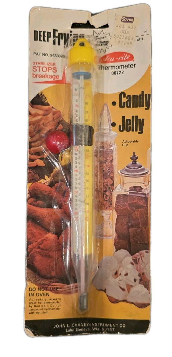 USA Vintage 80s AcuRite Chaney Inst  Frying/Candy/Jelly Thermometer Metric NOS