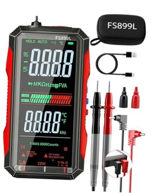 Rechargeable Digital Multimeter 6000 Counts True RMS Smart Tester with 5 Red