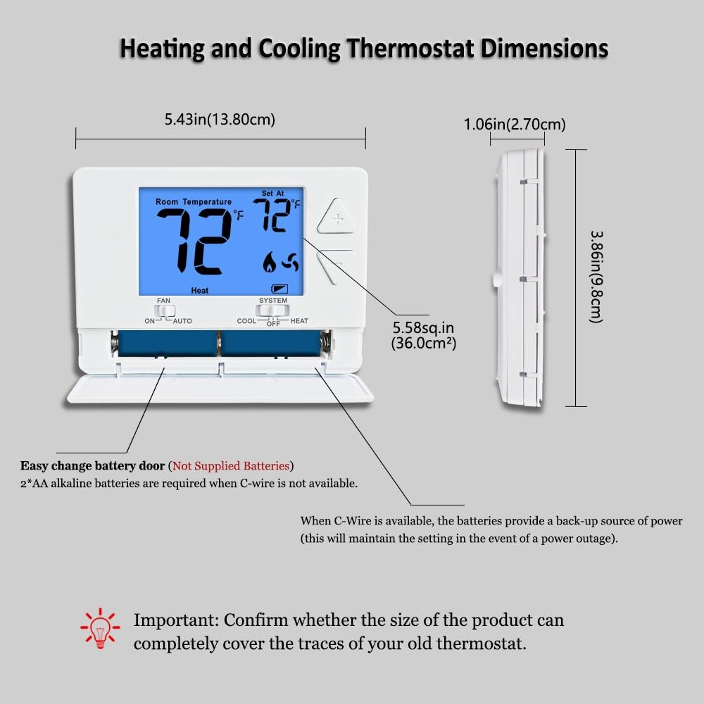 NonProgrammable Thermostat for House, Digital Energy-Saving Thermostat,Single