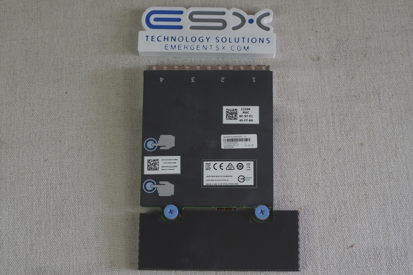 Dell 1224N Broadcom 57416 2x 1GbE, 2x 10GBASE-T RJ45 Network Daughter Card