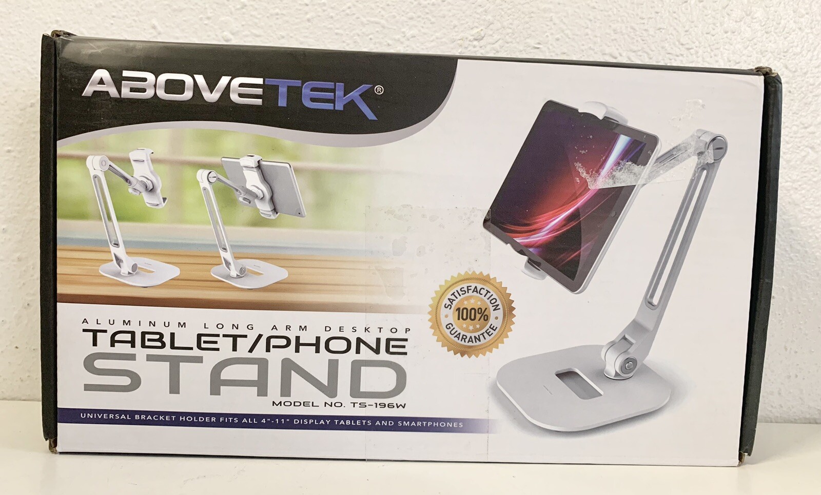 ABOVETEK Tablet or Phone Stand Holder Aluminum Foldable 360° Swivel White