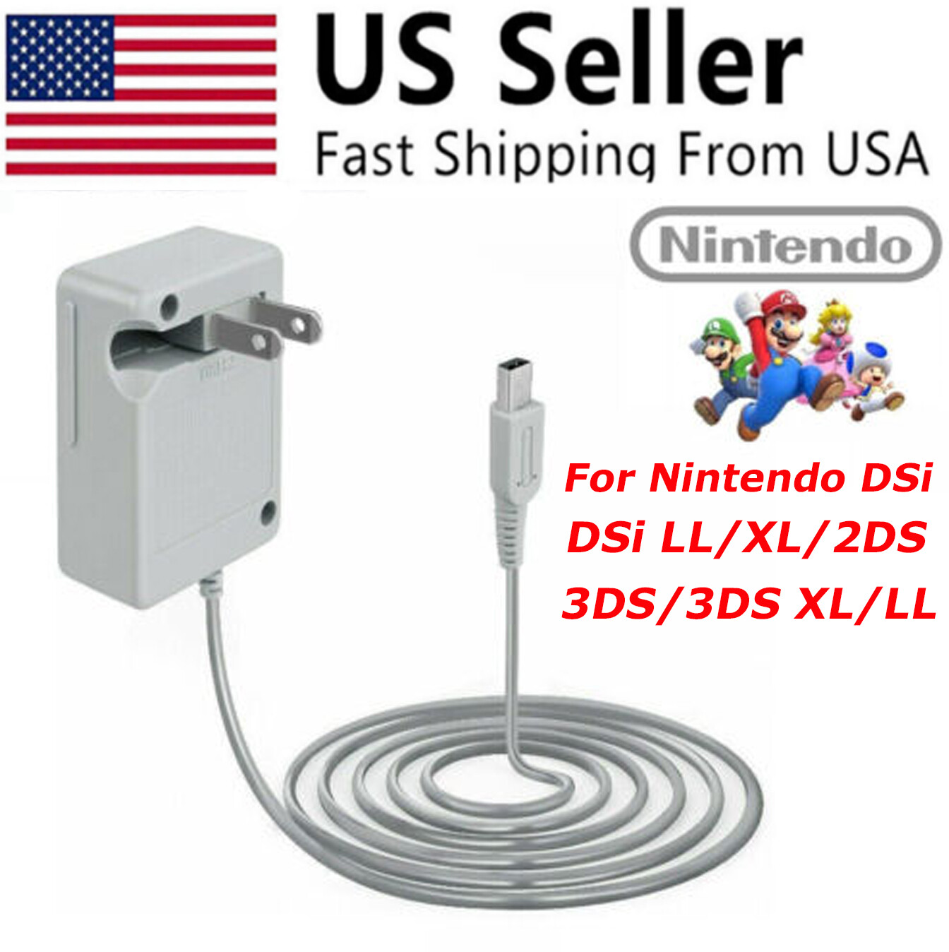 Adapter Game Charger for Nintendo Dsi Ndsi 3DS/3DSXL/New 3DS/New 3Dsll/2DS/Dsixl