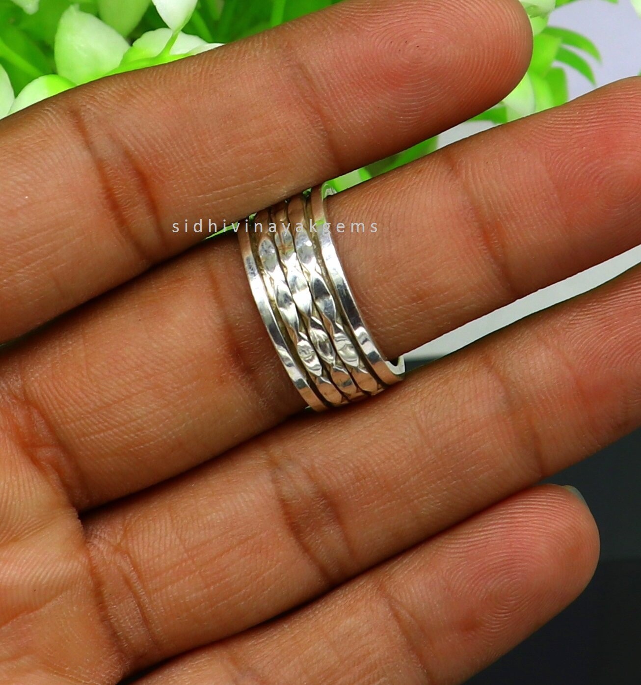 Thick Multi Band 925 Sterling Silver Meditation Spinner Ring Band Jewelry B_6