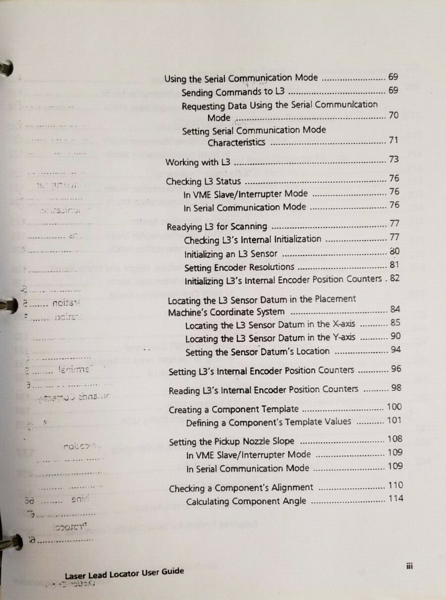 Panasonic Panasert Cyber Optics Laser Lead Locator Users Guide Binder