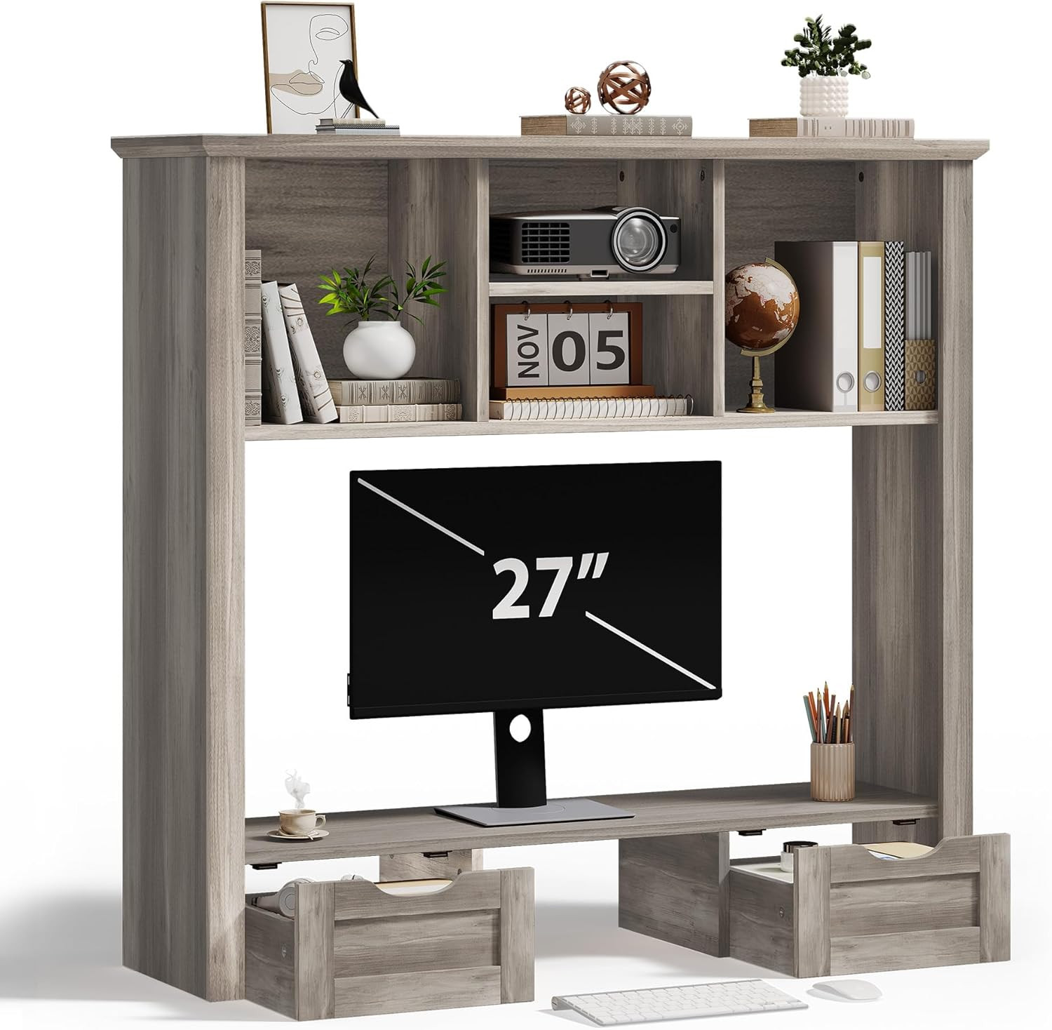 Monitor Stand Riser, Computer Monitor Riser for Desk, 4-Tier Desk Shelf with Sto