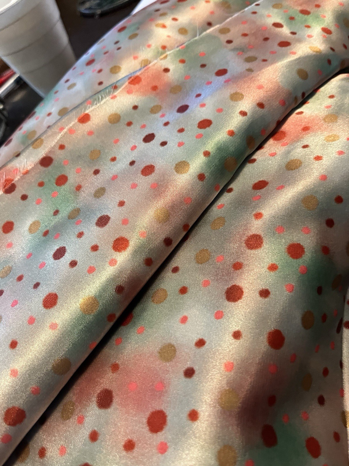 Beautiful Dotted Satin Fabric 4yds By 58-60”  NEW