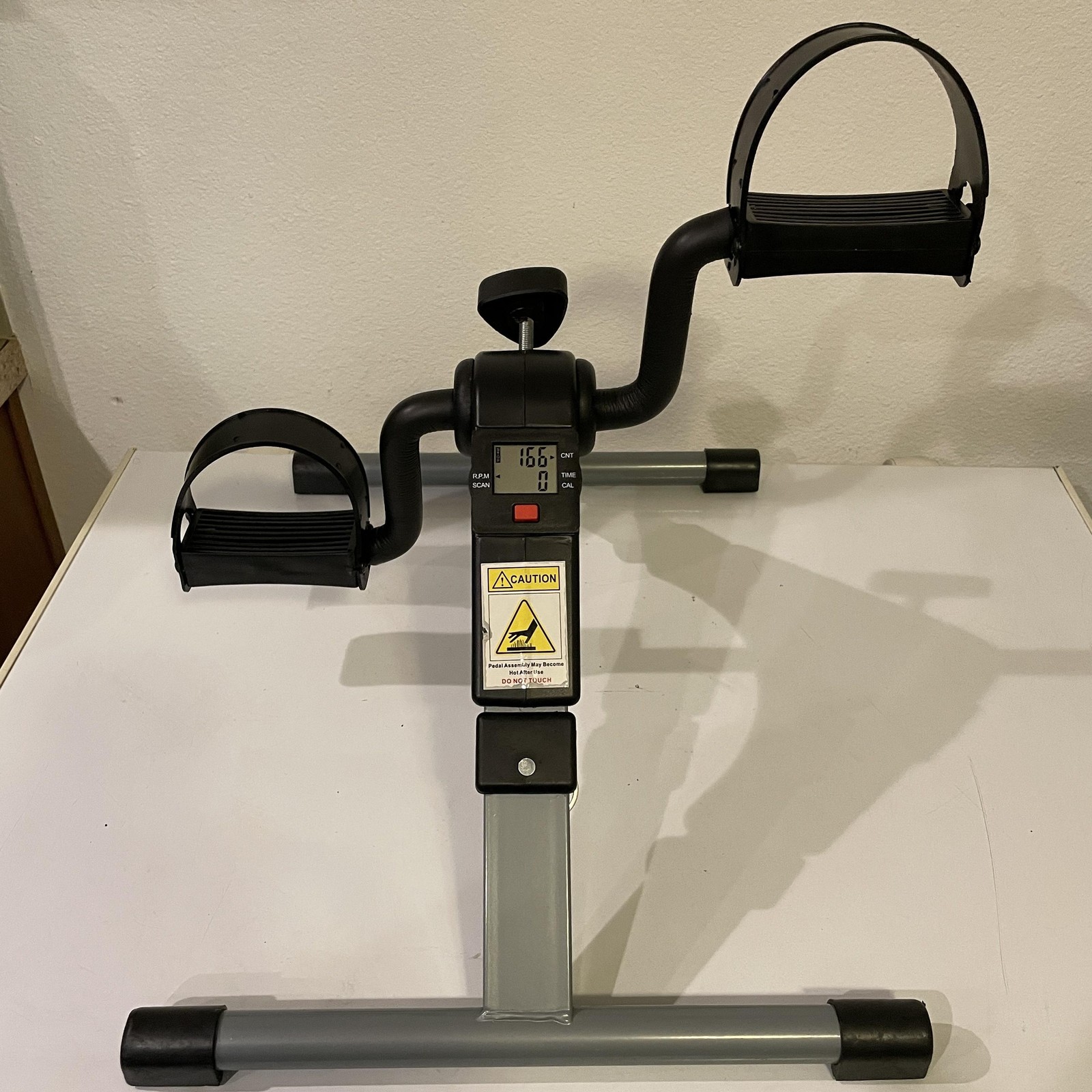 Mini Exercise Bike Pedal Exerciser Under Desk LCD Display Foldable Black Gray