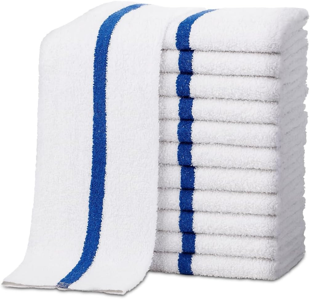 Bar Mop Towels - 24 Pack (16"X19") - 100% Cotton High Absorbency Kitchen
