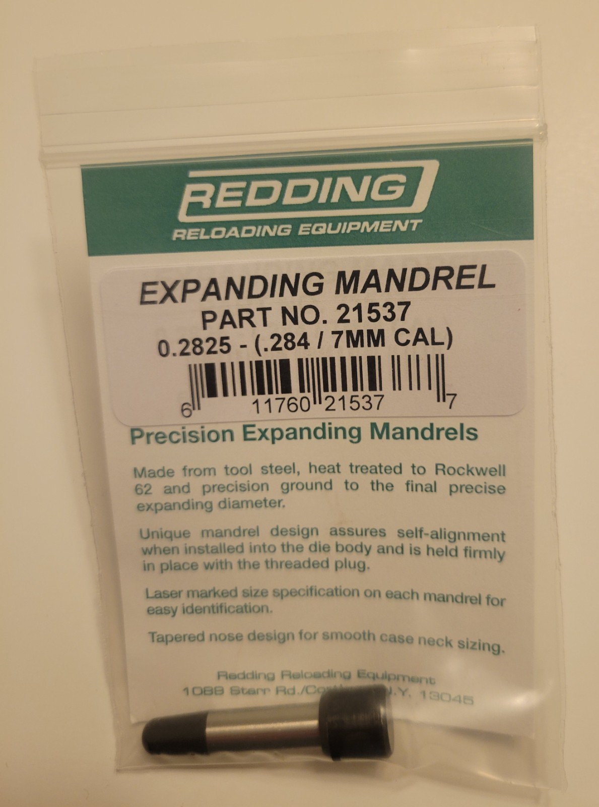 21537 REDDING 0.2825 EXPANDING MANDREL (.284/7MM CAL) - BRAND NEW - FREE SHIP