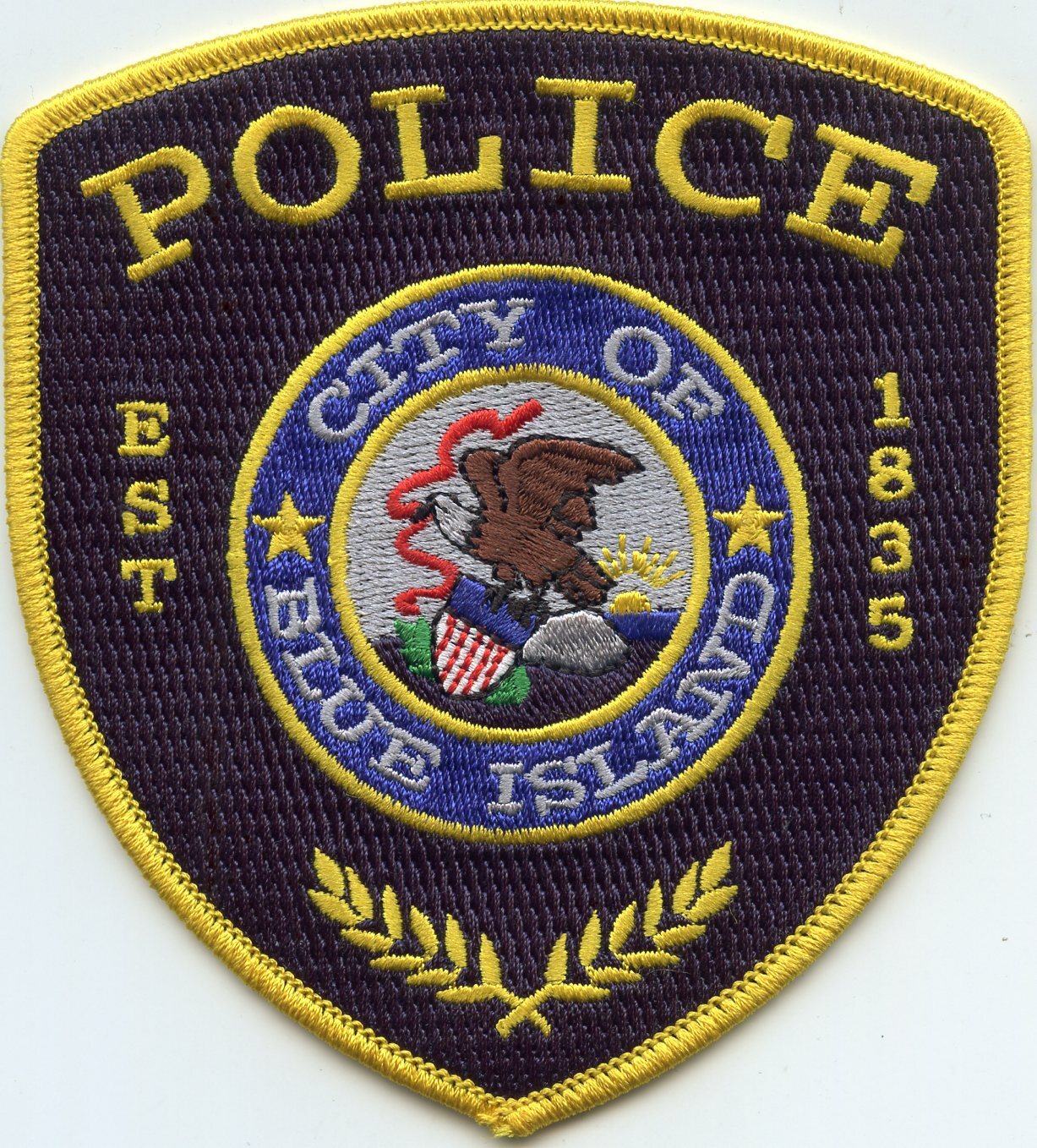 BLUE ISLAND ILLINOIS IL yellow border POLICE PATCH