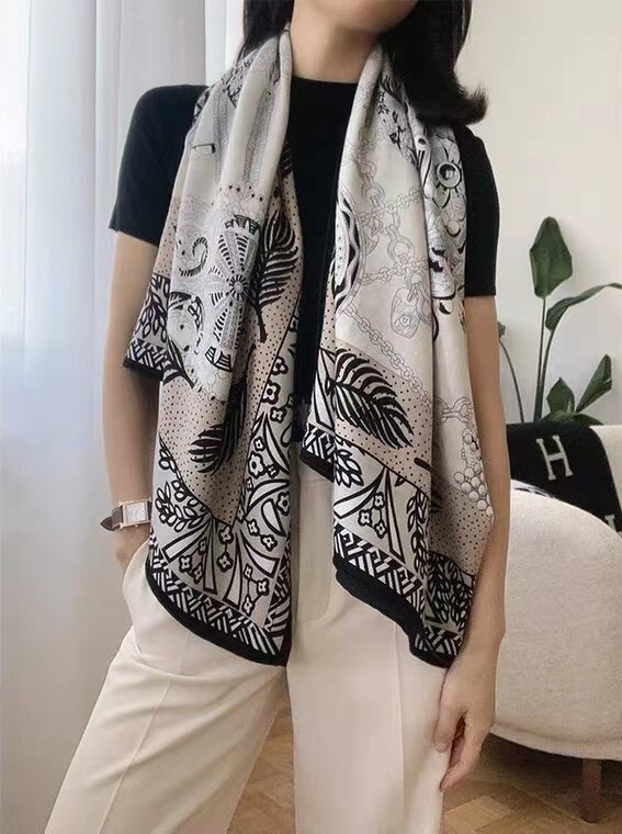 75% Cashmere 25% silk Wrap Scarf Stole Jewelry Print Square Shawl Bandanna 53"