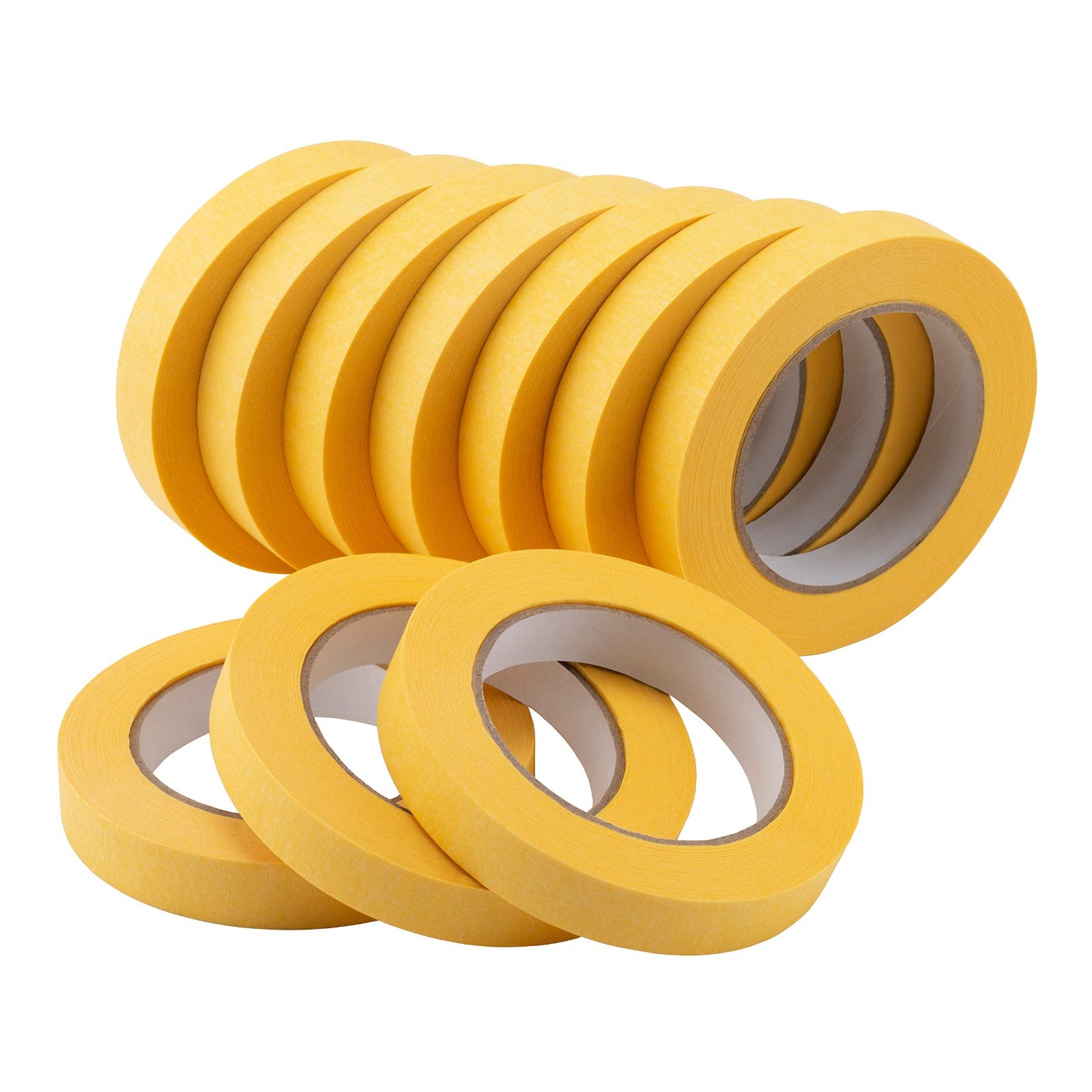 10-Pack Automotive Masking Tape Yellow 18mm x 55m for Car Paint Jobs, 0.7" x 60