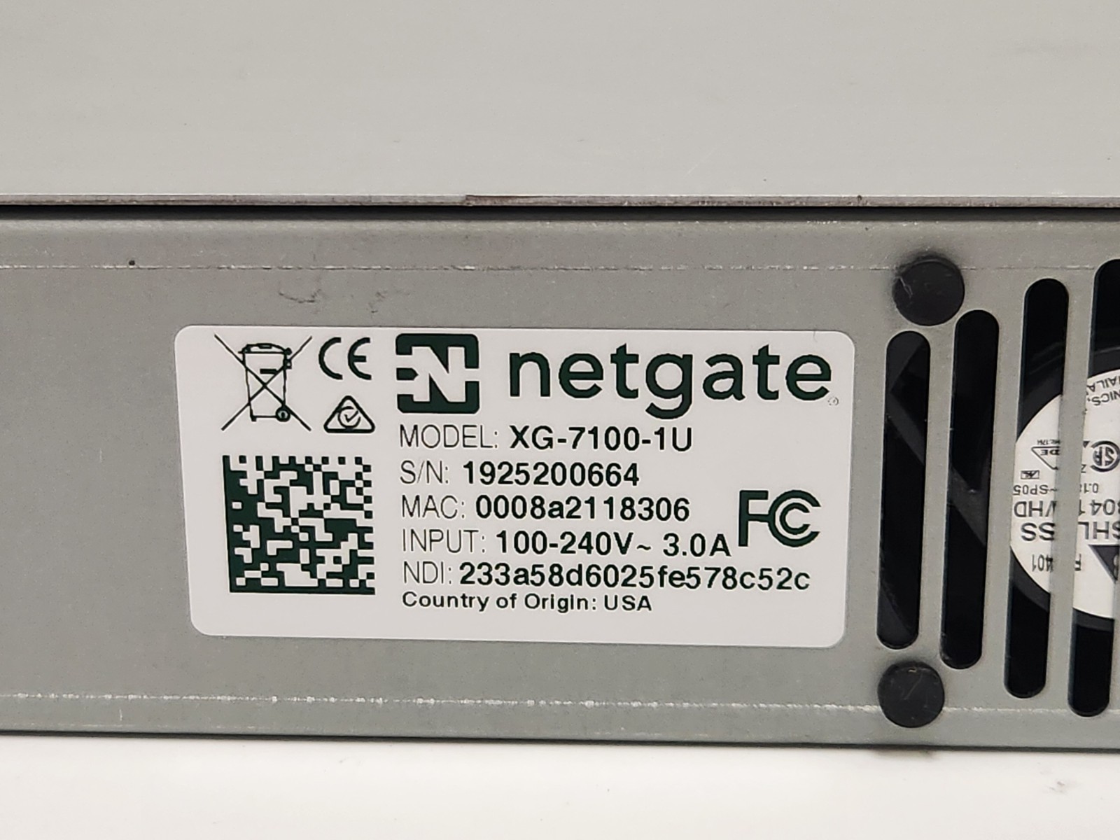 NETGATE XG-7100-1U 8GB PFSENSE SECURITY GATEWAY - TESTED & WORKING