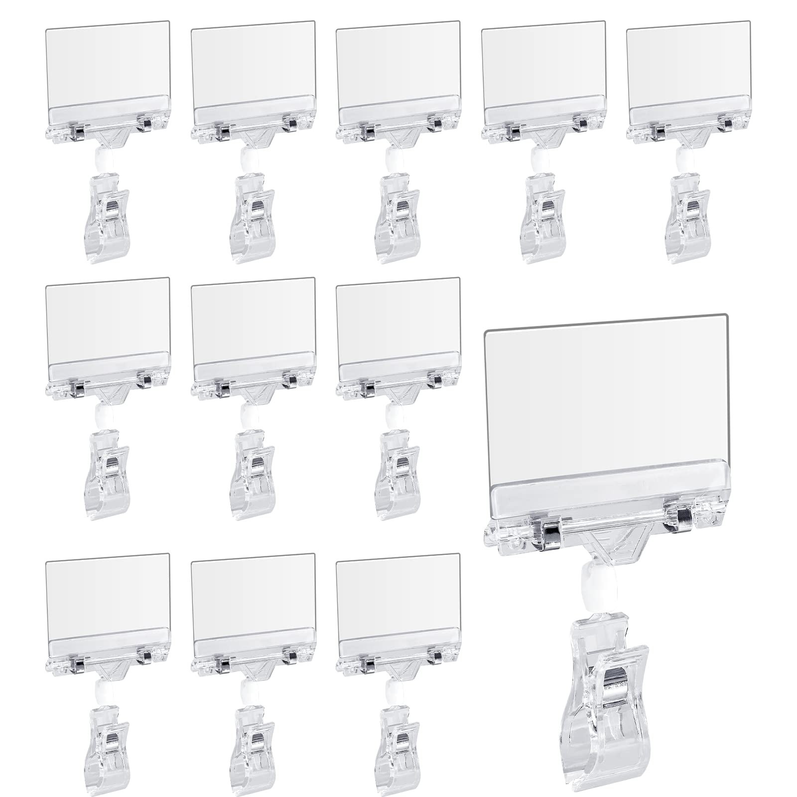 Biaungdo 12 Pcs Rotating Clip Swivel Sign Holder, Clear Rotatable Sign Holder...